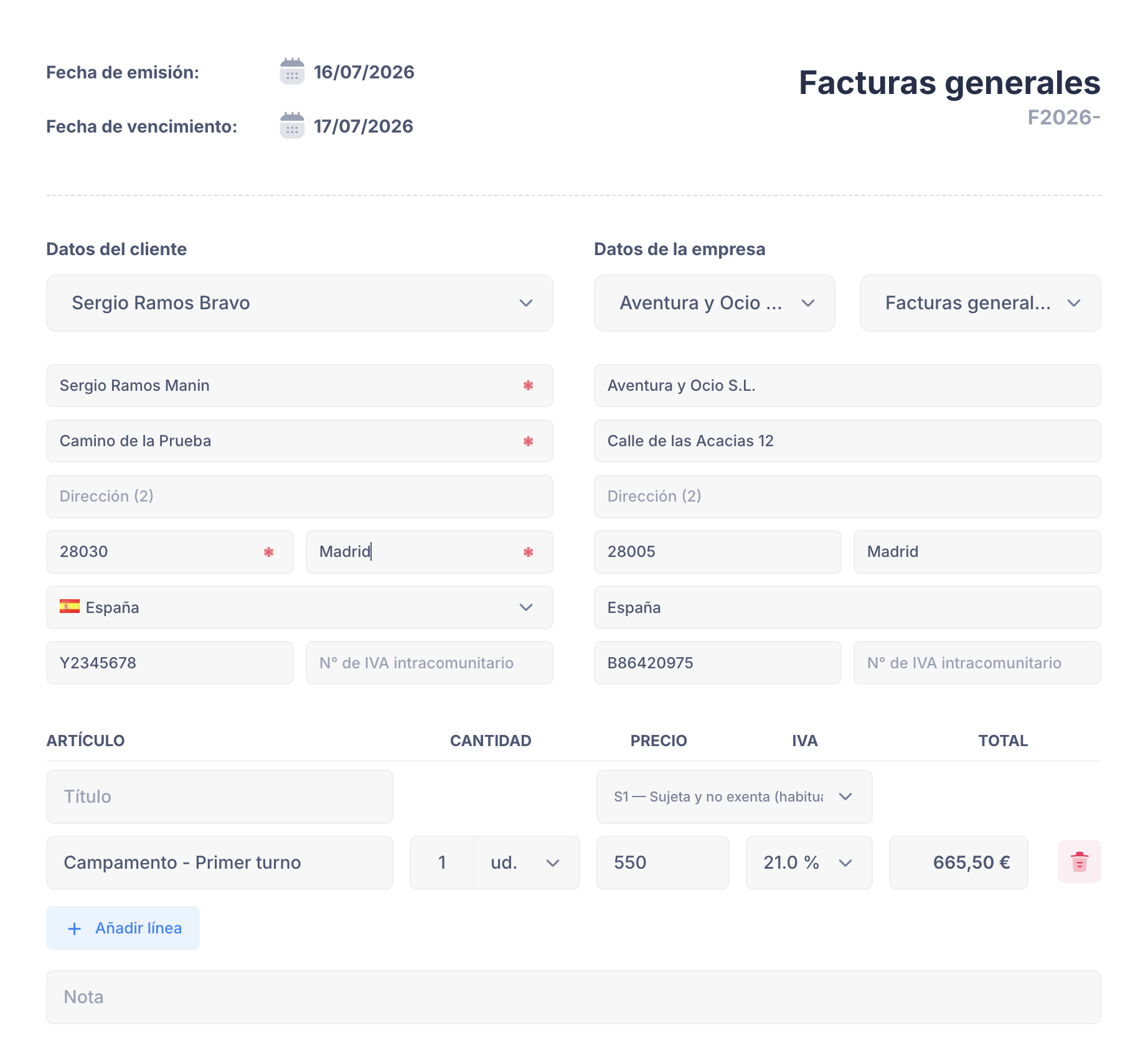Facturación